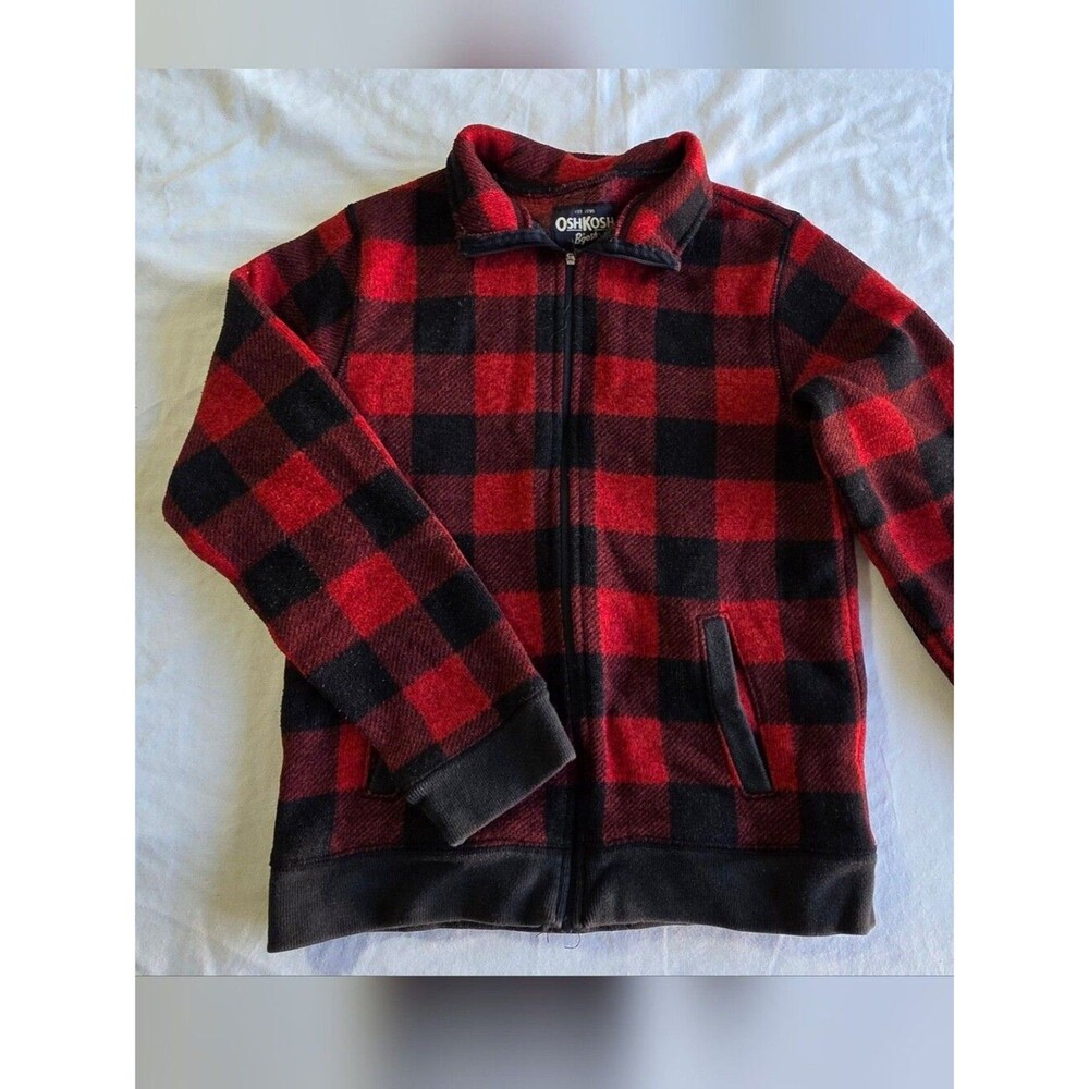 OshKosh B'gosh Red and Black Buffalo Plaid Zip-Up Jacket